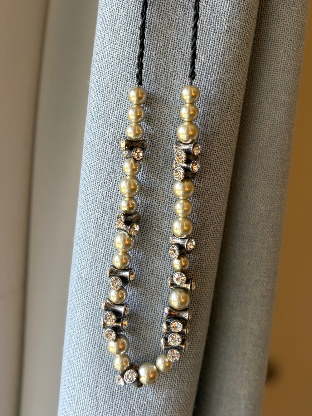 J Crew Pearl and Crystal Strand Necklace